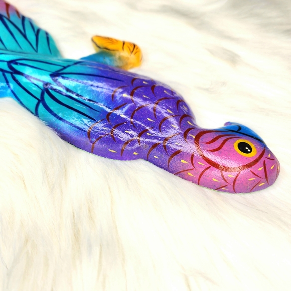 Vintage Mccaw Parrot Papier Mache Wall Hanging Hand Painted in Mexico - Picture 8 of 10